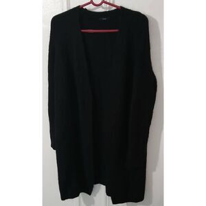 Cos womens small long duster sweater cardigan wool mohair black open front